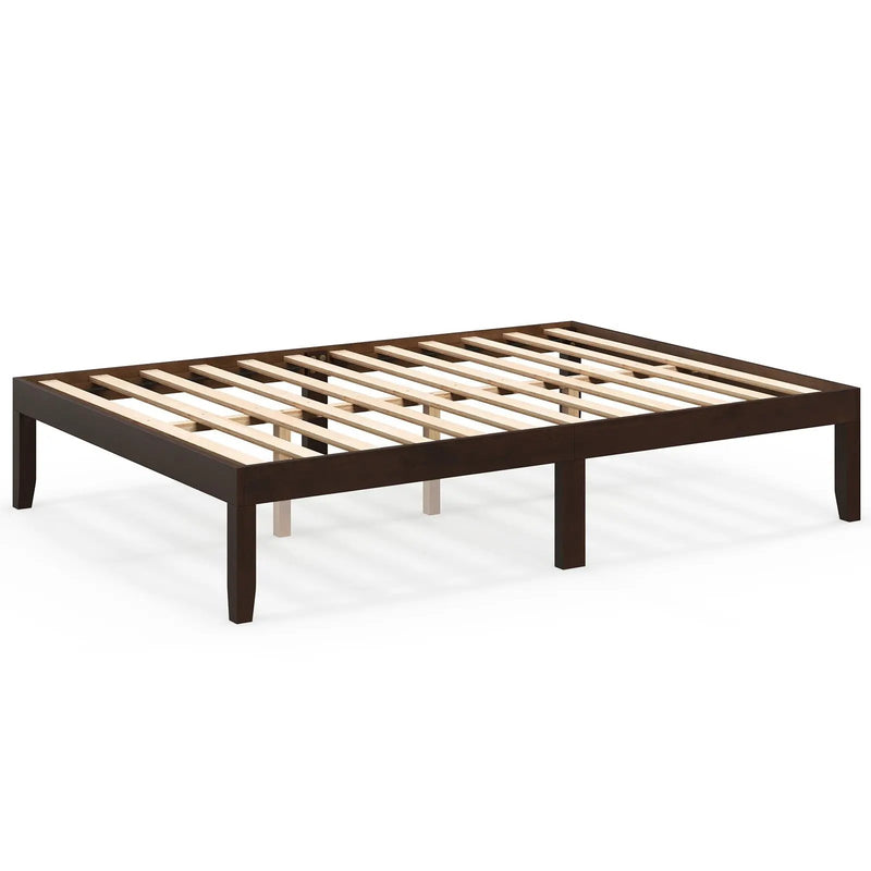Full Size Wood Bed Frame with Wooden Slats Support and Rubber Wood Legs by DirectDeals