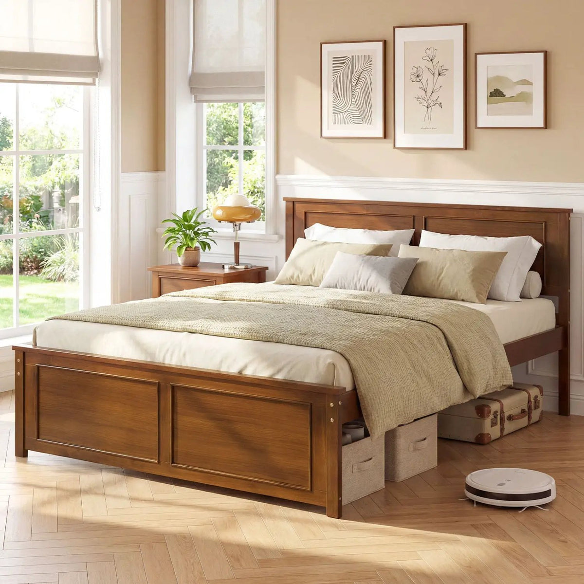 Twin Size Wooden Platform Bed Frame with Headboard by DirectDeals