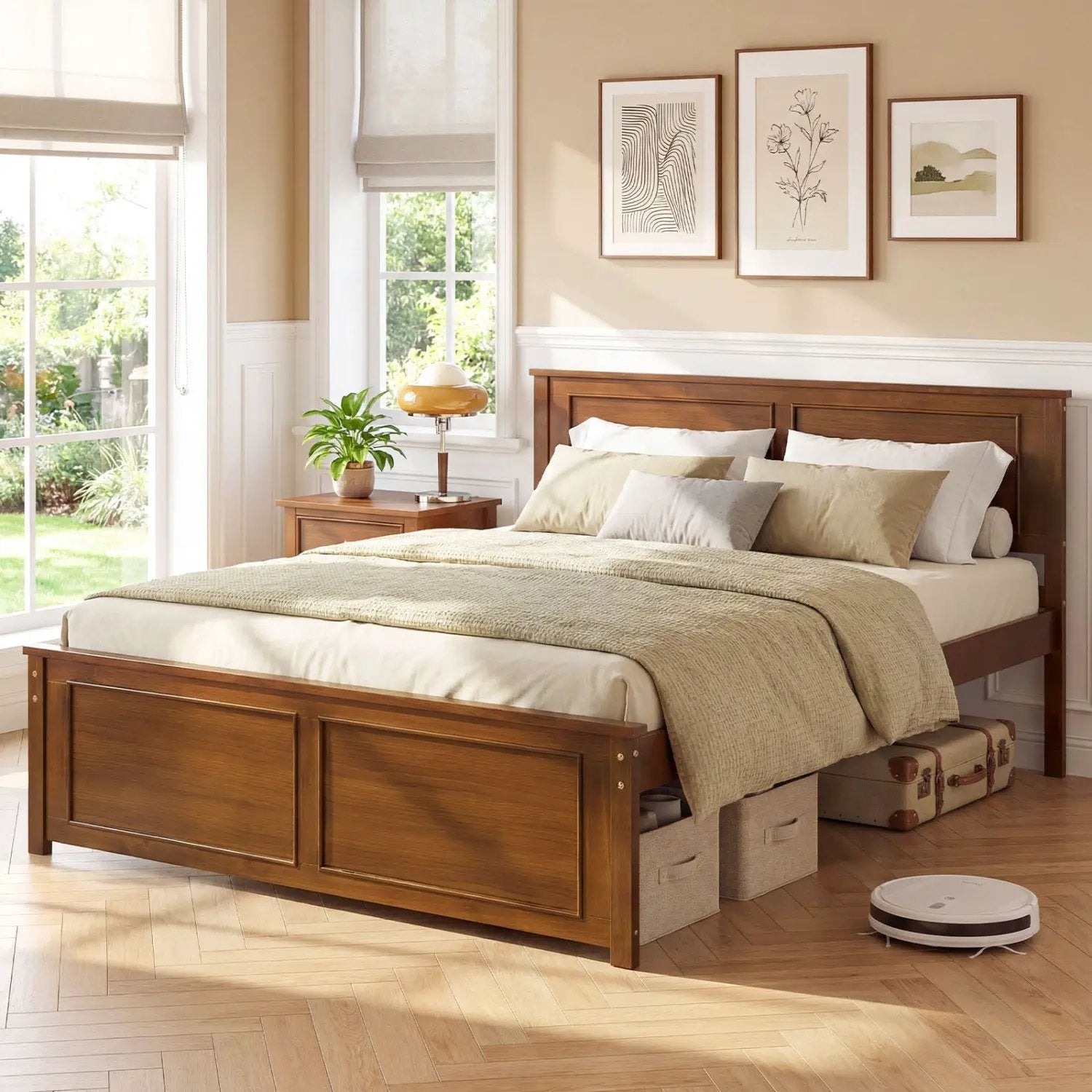 Twin Size Wooden Platform Bed Frame with Headboard by DirectDeals