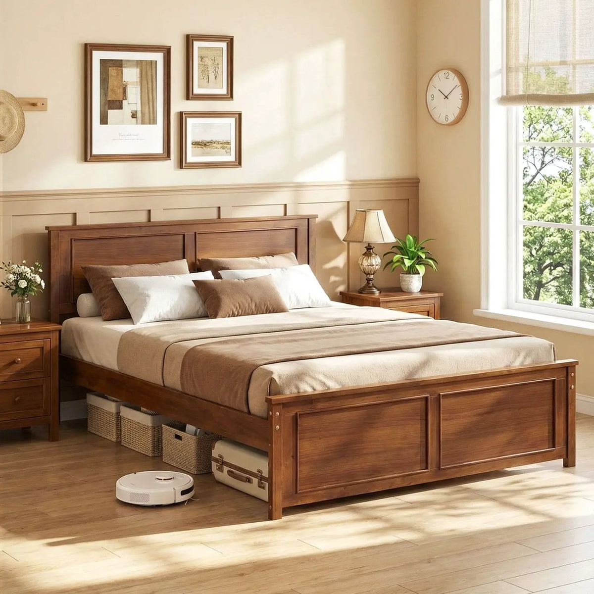 Twin Size Wooden Platform Bed Frame with Headboard by DirectDeals
