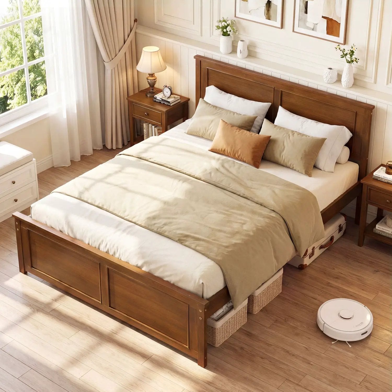 Twin Size Wooden Platform Bed Frame with Headboard by DirectDeals