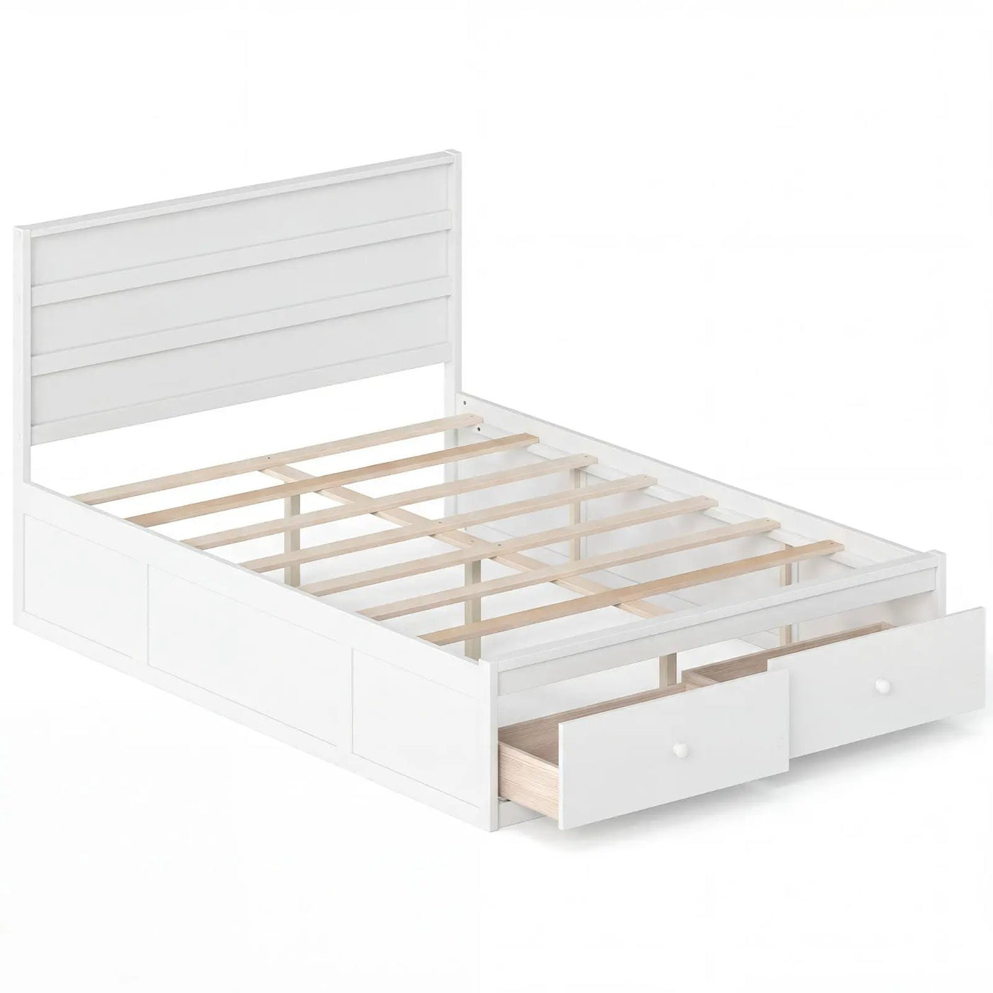 Full Size Wooden Platform Bed Frame with Storage Drawers by DirectDeals