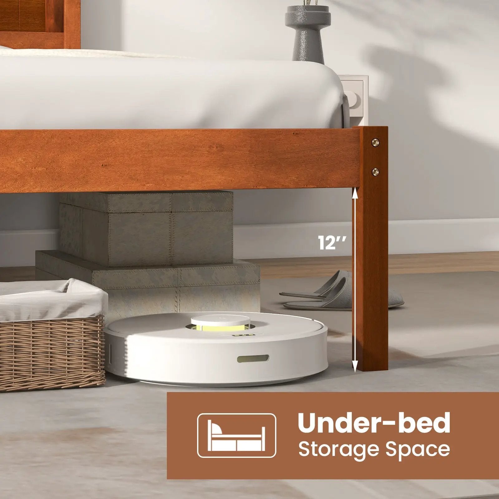 Twin/Full/Queen Size Bed Frame with Wooden Headboard and Slat Support by DirectDeals