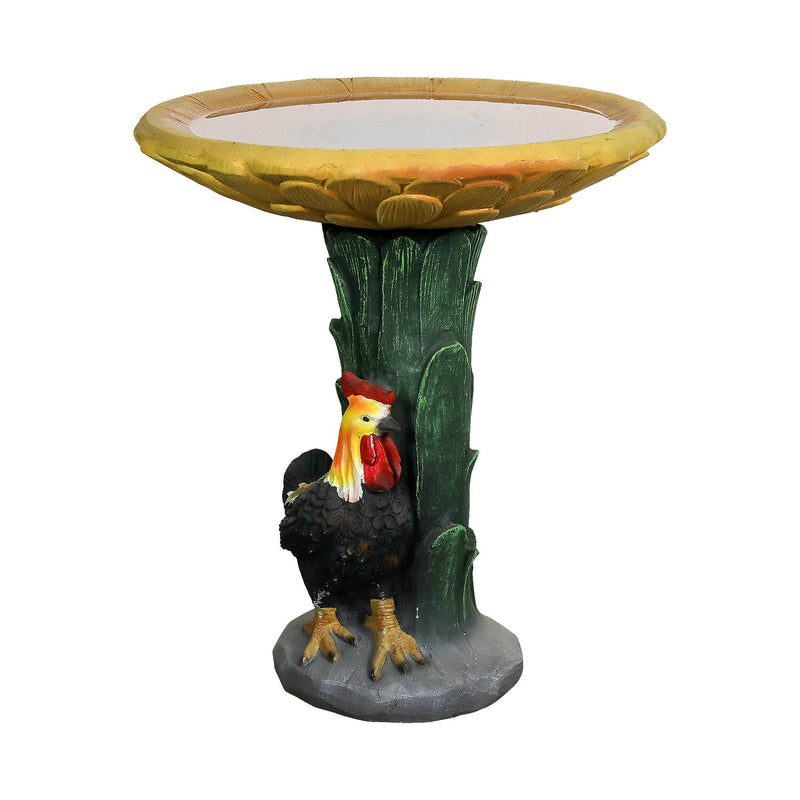 Concrete Bird Bath Garden Sunflower and Rooster 24 In, photo 3 of 9