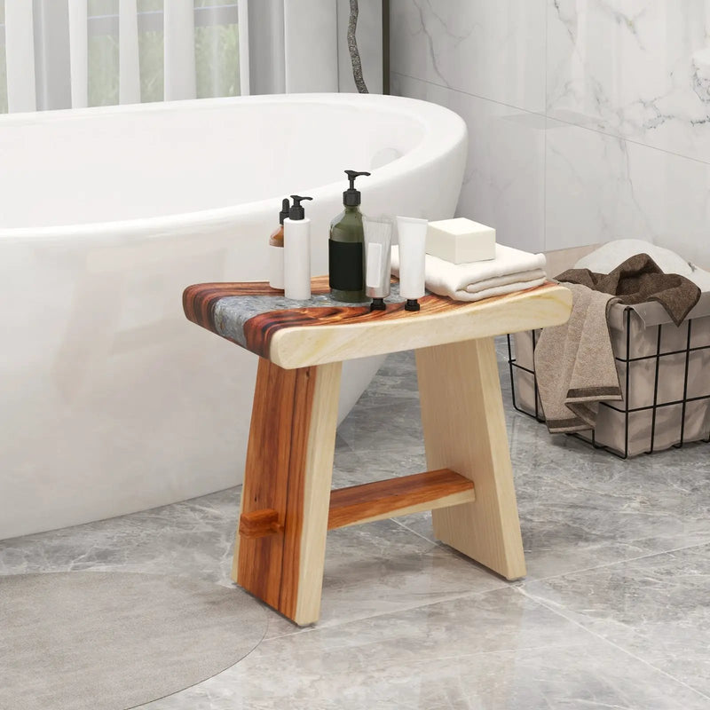 Fully Assembled Shower Stool with Epoxy Finish and Curved Seat by DirectDeals