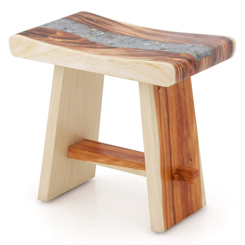 Fully Assembled Shower Stool with Epoxy Finish and Curved Seat by DirectDeals