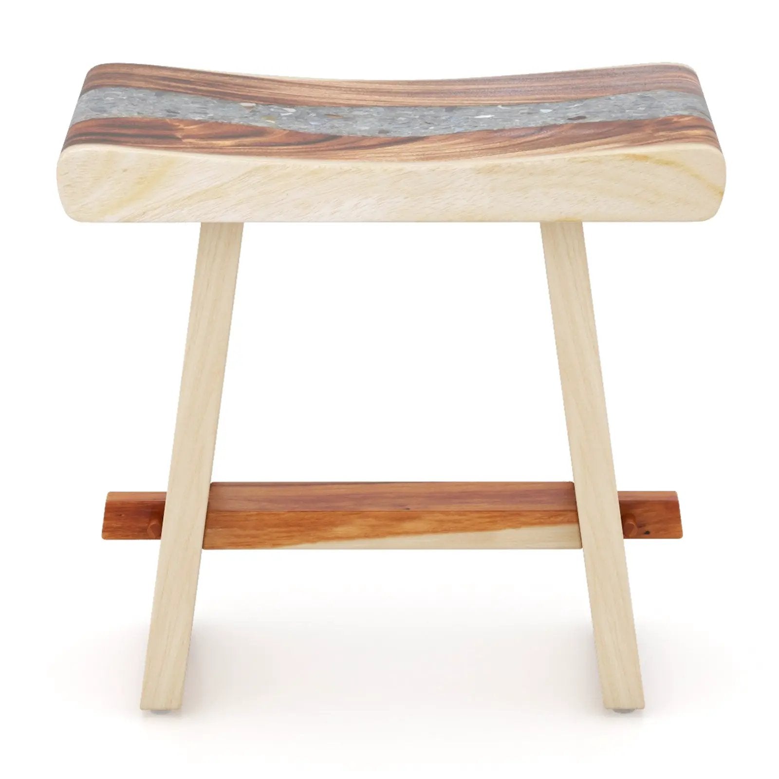 Fully Assembled Shower Stool with Epoxy Finish and Curved Seat by DirectDeals