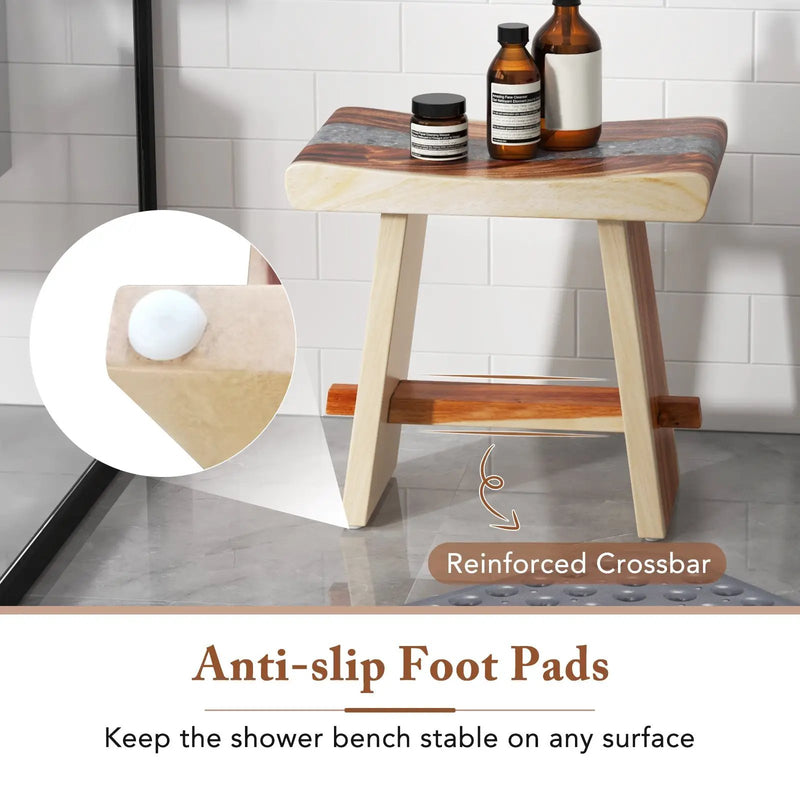 Fully Assembled Shower Stool with Epoxy Finish and Curved Seat by DirectDeals