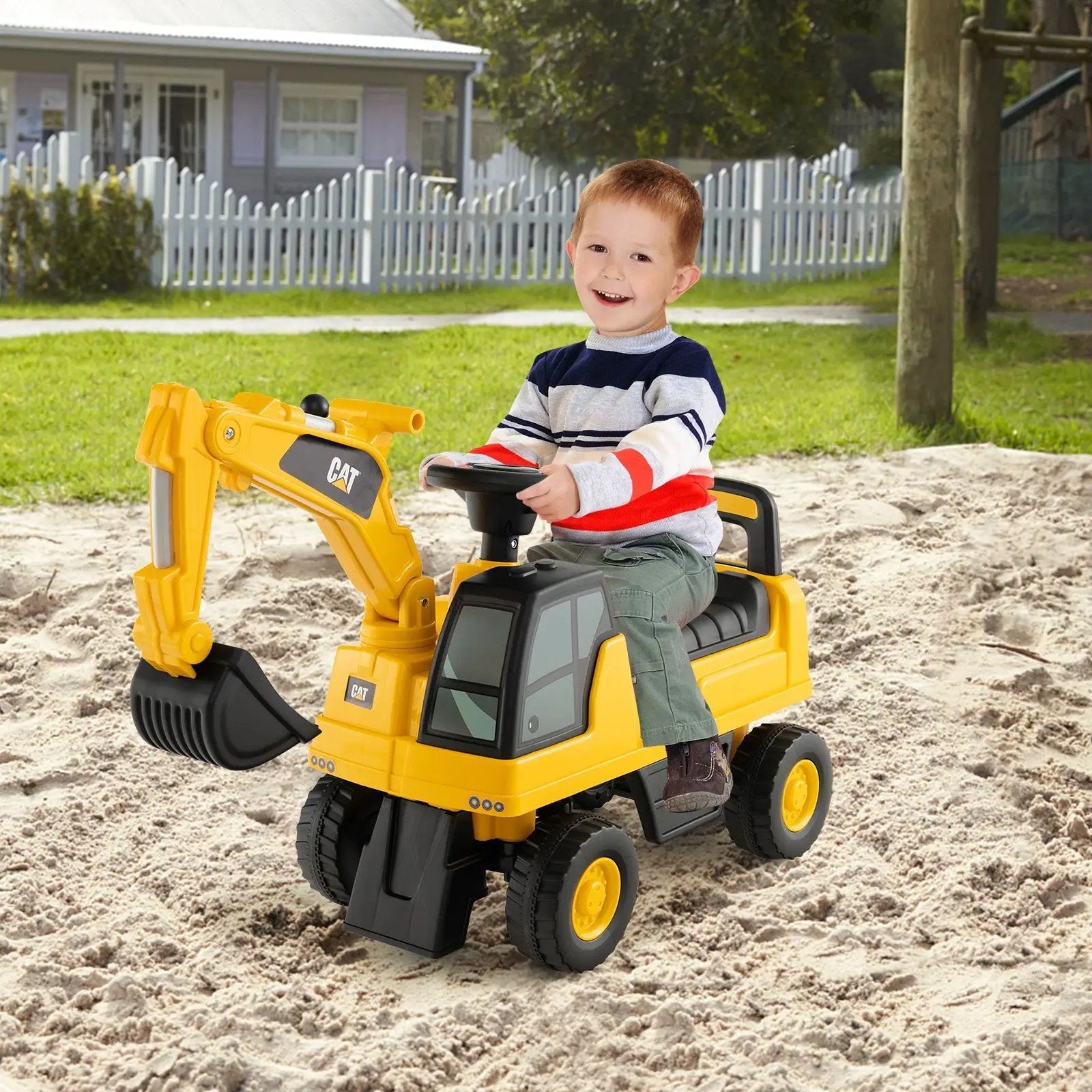 Licensed Caterpillar Kids Ride-On Digger-Yellow by DirectDeals