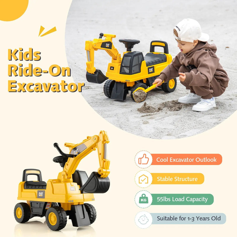 Licensed Caterpillar Kids Ride-On Digger-Yellow by DirectDeals