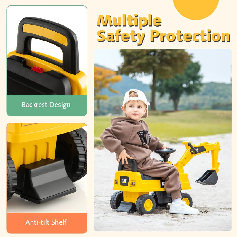 Licensed Caterpillar Kids Ride-On Digger-Yellow by DirectDeals