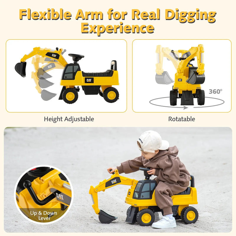 Licensed Caterpillar Kids Ride-On Digger-Yellow by DirectDeals