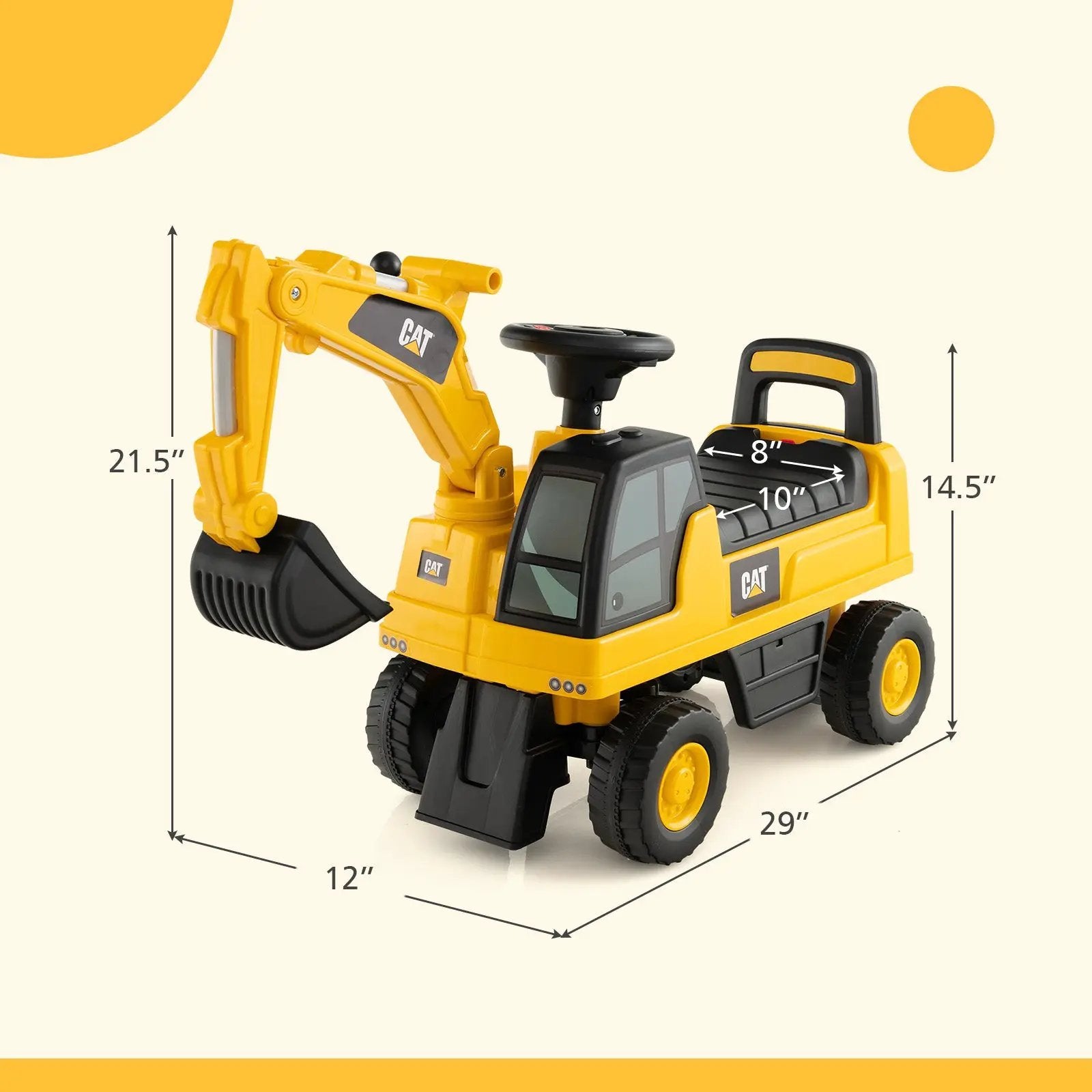 Licensed Caterpillar Kids Ride-On Digger-Yellow by DirectDeals