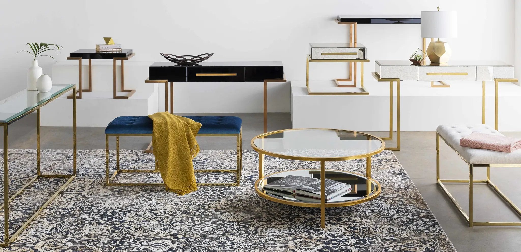 Coleford Gold Geometric Table Lamp - Clearance by Boutique Rugs