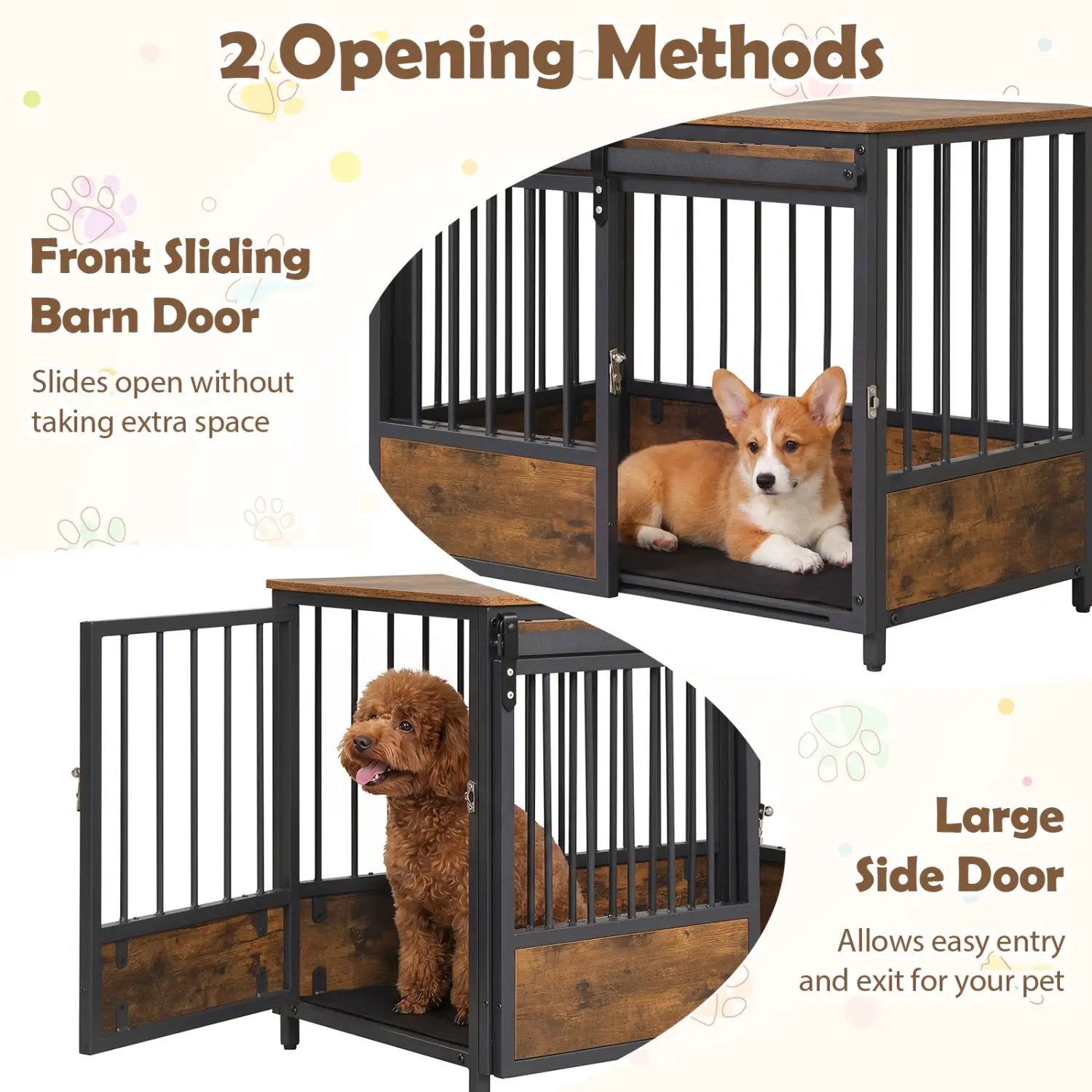 Dog Crate Furniture with Sliding Barn Door and Mat by DirectDeals