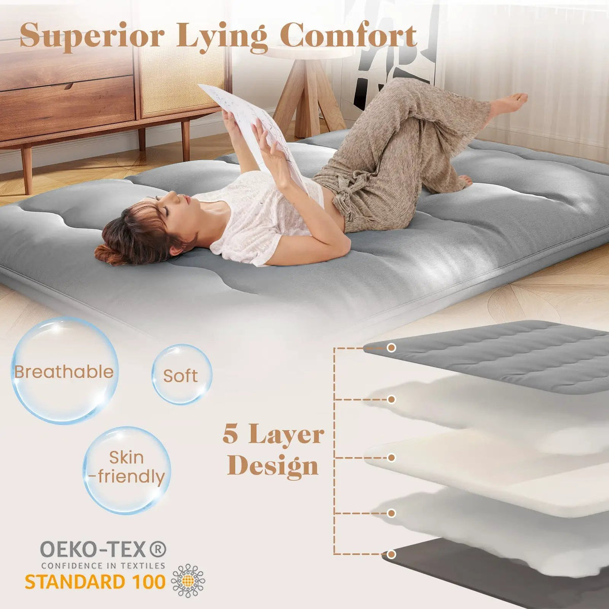 Futon Mattress with Washable Cover and Carry Bag by DirectDeals