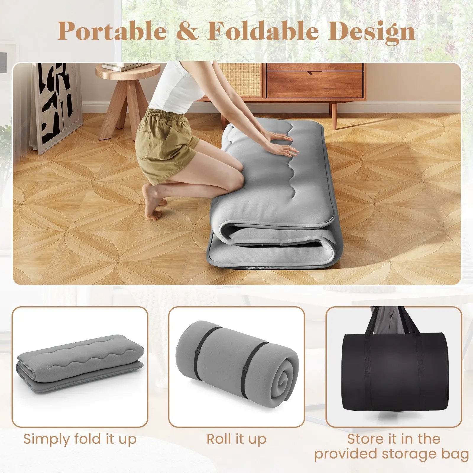 Futon Mattress with Washable Cover and Carry Bag by DirectDeals