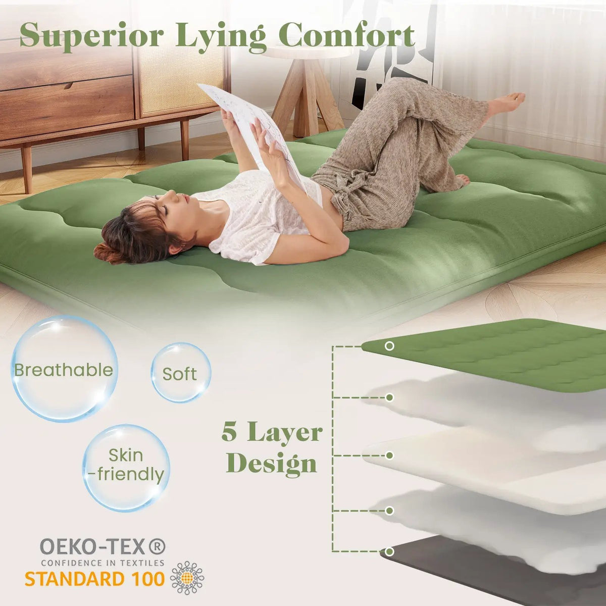 Floor Mattress with Washable Cover and Carry Bag by DirectDeals