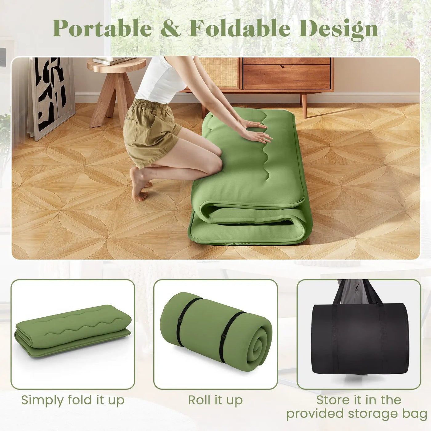 Floor Mattress with Washable Cover and Carry Bag by DirectDeals