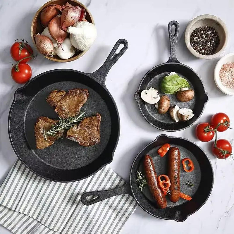 3-Piece Cast Iron Cookware Set with 8-inch 6-inch and 10-inch Skillet Frying Pan by HomePacific