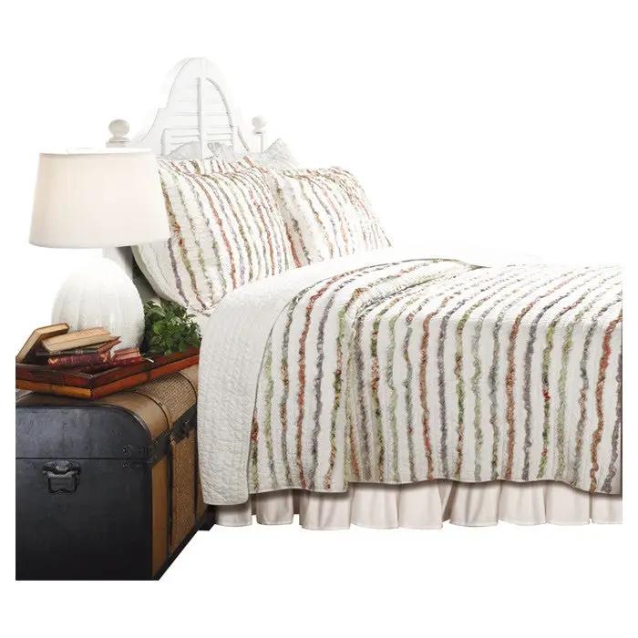 Twin size 100% Cotton Ruffle Stripes Quilt Set - Machine Washable by HomePacific