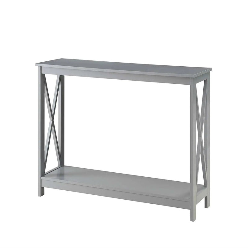 Grey Wood Console Sofa Table with Bottom Storage Shelf by HomePacific