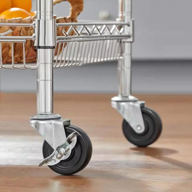 Kitchen Island Cart with Stainless Steel Top and 2 Bottom Storage Shelves by HomePacific