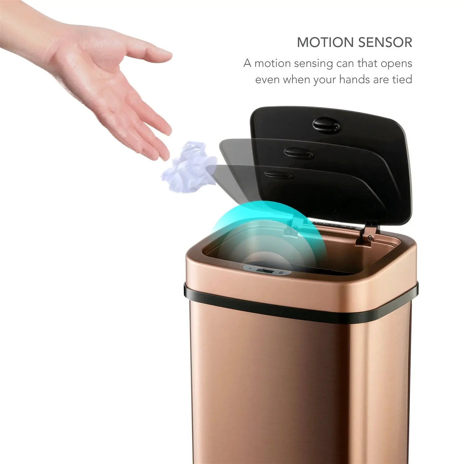 3-Gallon Motion Sensor Touchless Stainless Steel Trash Can in Copper Gold Finish by HomePacific