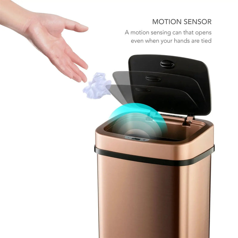 3-Gallon Motion Sensor Touchless Stainless Steel Trash Can in Copper Gold Finish by HomePacific