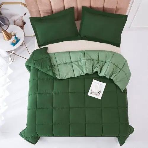 Full/Queen Traditional Microfiber Reversible 3 Piece Comforter Set in Green by HomePacific