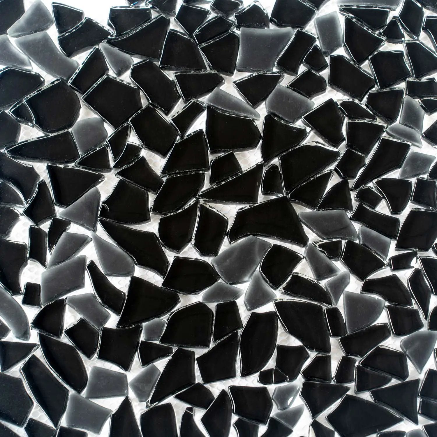 Black 11x11 Glossy Matte Multi-shaped Glass Mosaic Tile (5 pack, 4.36 sq ft/case) by Apollo Tile