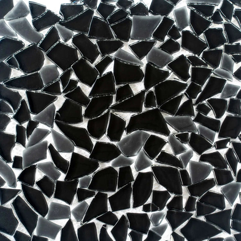Black 11x11 Glossy Matte Multi-shaped Glass Mosaic Tile (5 pack, 4.36 sq ft/case) by Apollo Tile