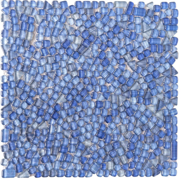 Blue 12x12 Glossy Multi-shaped Glass Mosaic Tile (5 pack, 4.83 sq ft/case), photo 2 of 6