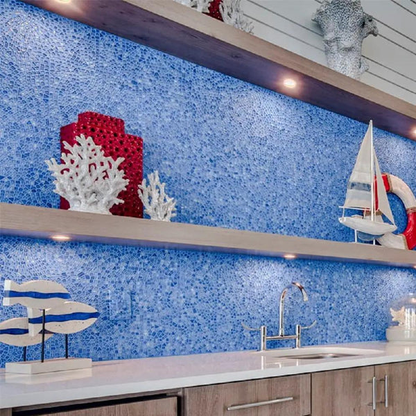 Blue 12x12 Glossy Multi-shaped Glass Mosaic Tile (5 pack, 4.83 sq ft/case)