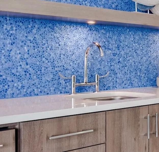 Blue 12x12 Glossy Multi-shaped Glass Mosaic Tile (5 pack, 4.83 sq ft/case) by Apollo Tile