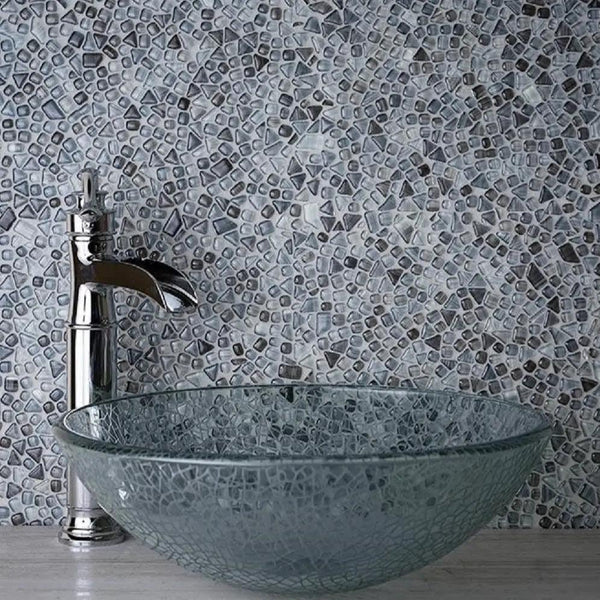 Gray 12x12 Glossy Multi-shaped Glass Mosaic Tile (5 pack, 4.83 sq ft/case)