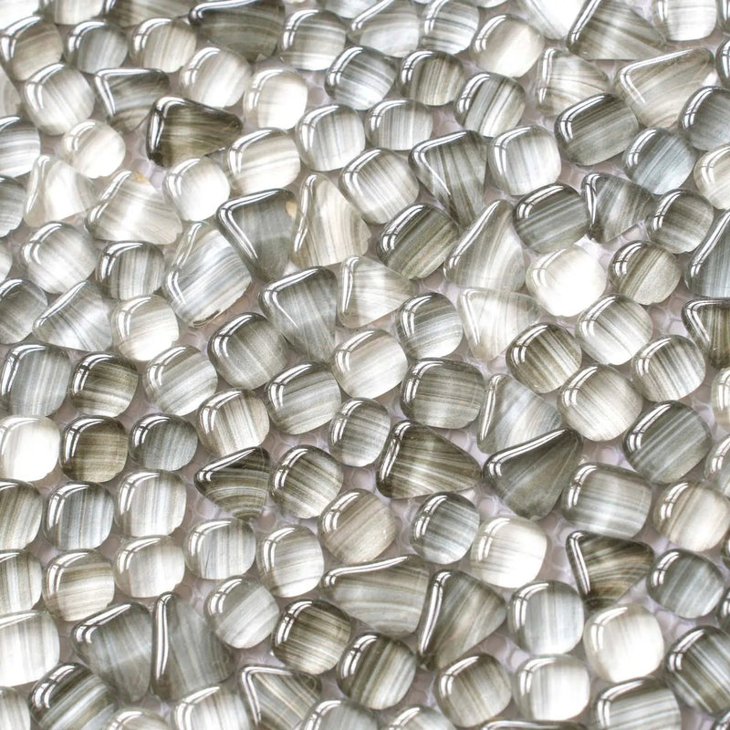 Gray 12x12 Glossy Multi-shaped Glass Mosaic Tile (5 pack, 4.83 sq ft/case) by Apollo Tile