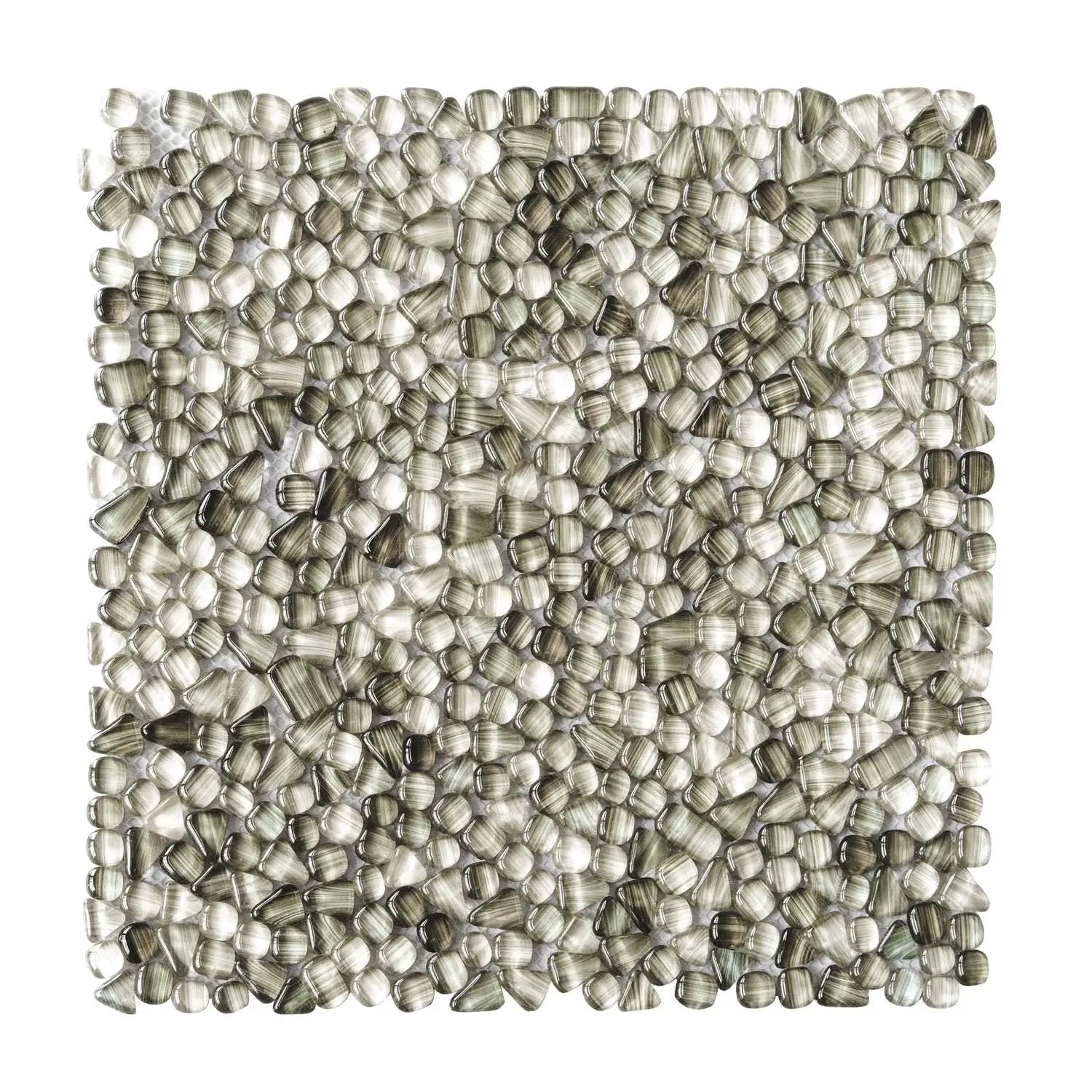 Gray 12x12 Glossy Multi-shaped Glass Mosaic Tile (5 pack, 4.83 sq ft/case) by Apollo Tile