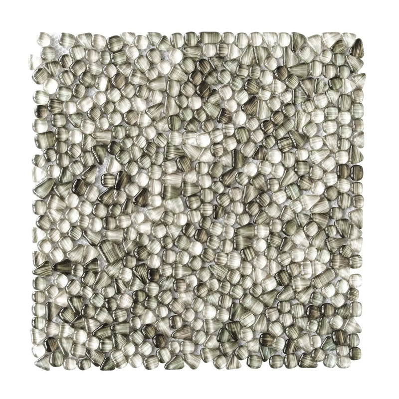 Gray 12x12 Glossy Multi-shaped Glass Mosaic Tile (5 pack, 4.83 sq ft/case) by Apollo Tile
