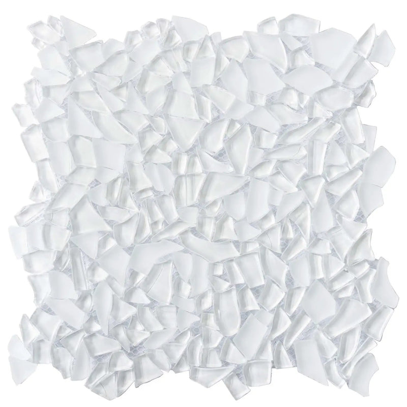 White 11x11 Glossy Matte Multi-shaped Glass Mosaic Tile (5 pack, 4.36 sq ft/case) by Apollo Tile