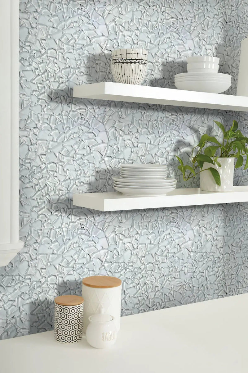 White 11x11 Glossy Matte Multi-shaped Glass Mosaic Tile (5 pack, 4.36 sq ft/case) by Apollo Tile