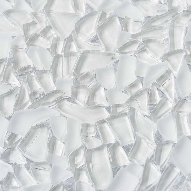 White 11x11 Glossy Matte Multi-shaped Glass Mosaic Tile (5 pack, 4.36 sq ft/case) by Apollo Tile