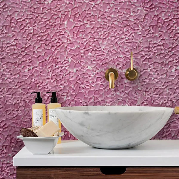 Orchid Pink 11x11 Glossy Matte Multi-shaped Glass Mosaic Tile (5 pack, 4.36 sq ft/case)