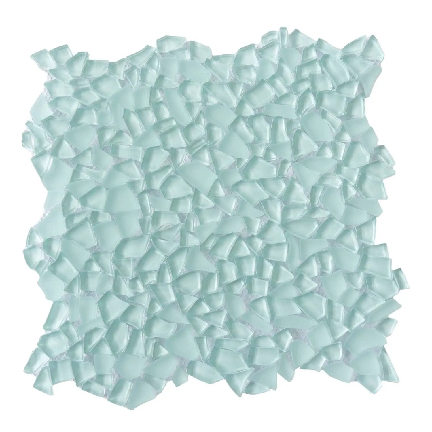 Tiffany Blue 11x11 Glossy Matte Multi-shaped Glass Mosaic Tile (5 pack, 4.36 sq ft/case) by Apollo Tile
