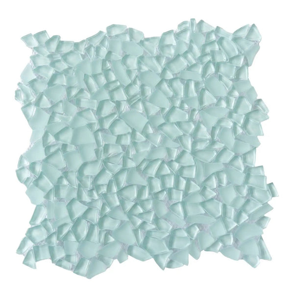 Tiffany Blue 11x11 Glossy Matte Multi-shaped Glass Mosaic Tile (5 pack, 4.36 sq ft/case), photo 2 of 8