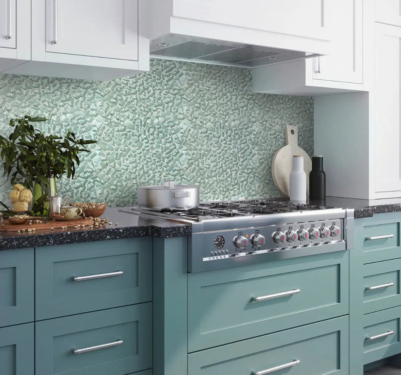 Tiffany Blue 11x11 Glossy Matte Multi-shaped Glass Mosaic Tile (5 pack, 4.36 sq ft/case) by Apollo Tile