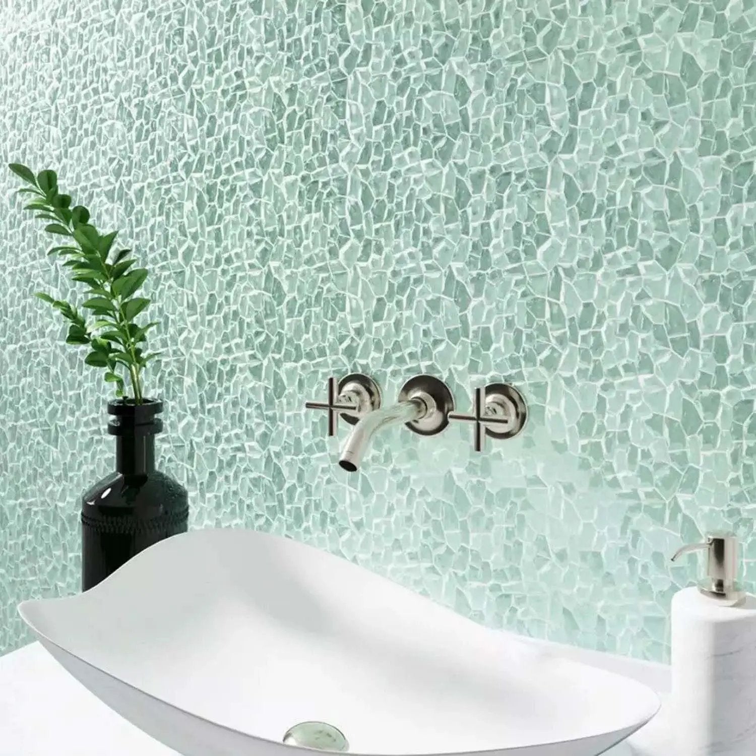 Tiffany Blue 11x11 Glossy Matte Multi-shaped Glass Mosaic Tile (5 pack, 4.36 sq ft/case) by Apollo Tile
