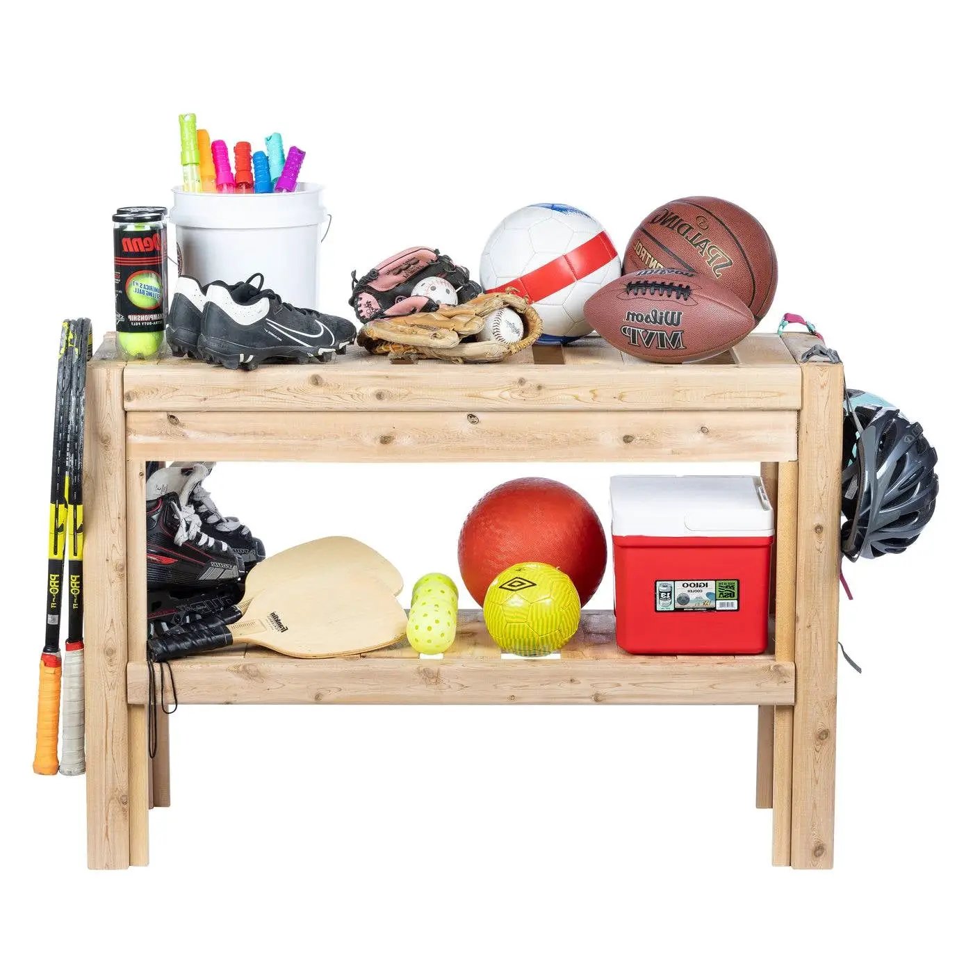 2 Tier Adjustable Cedar Wood Multipurpose Storage Shelves - Made In USA by HomePacific