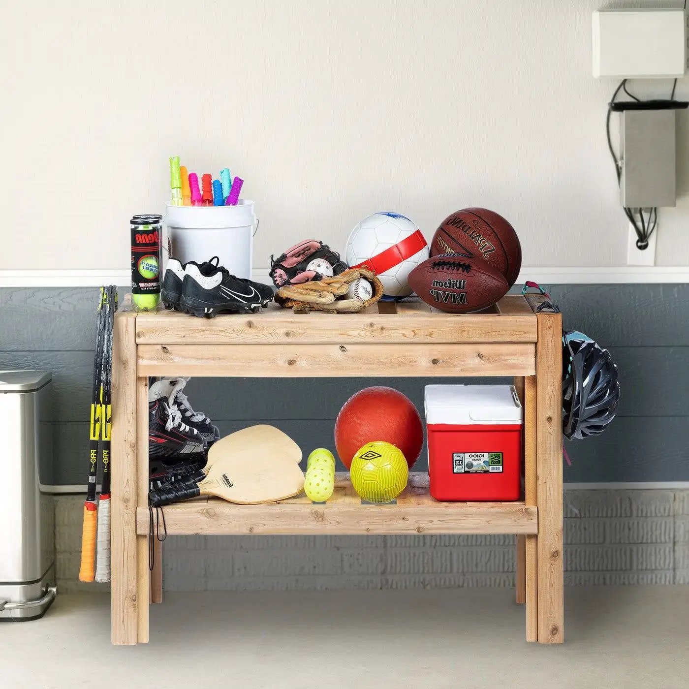 2 Tier Adjustable Cedar Wood Multipurpose Storage Shelves - Made In USA by HomePacific
