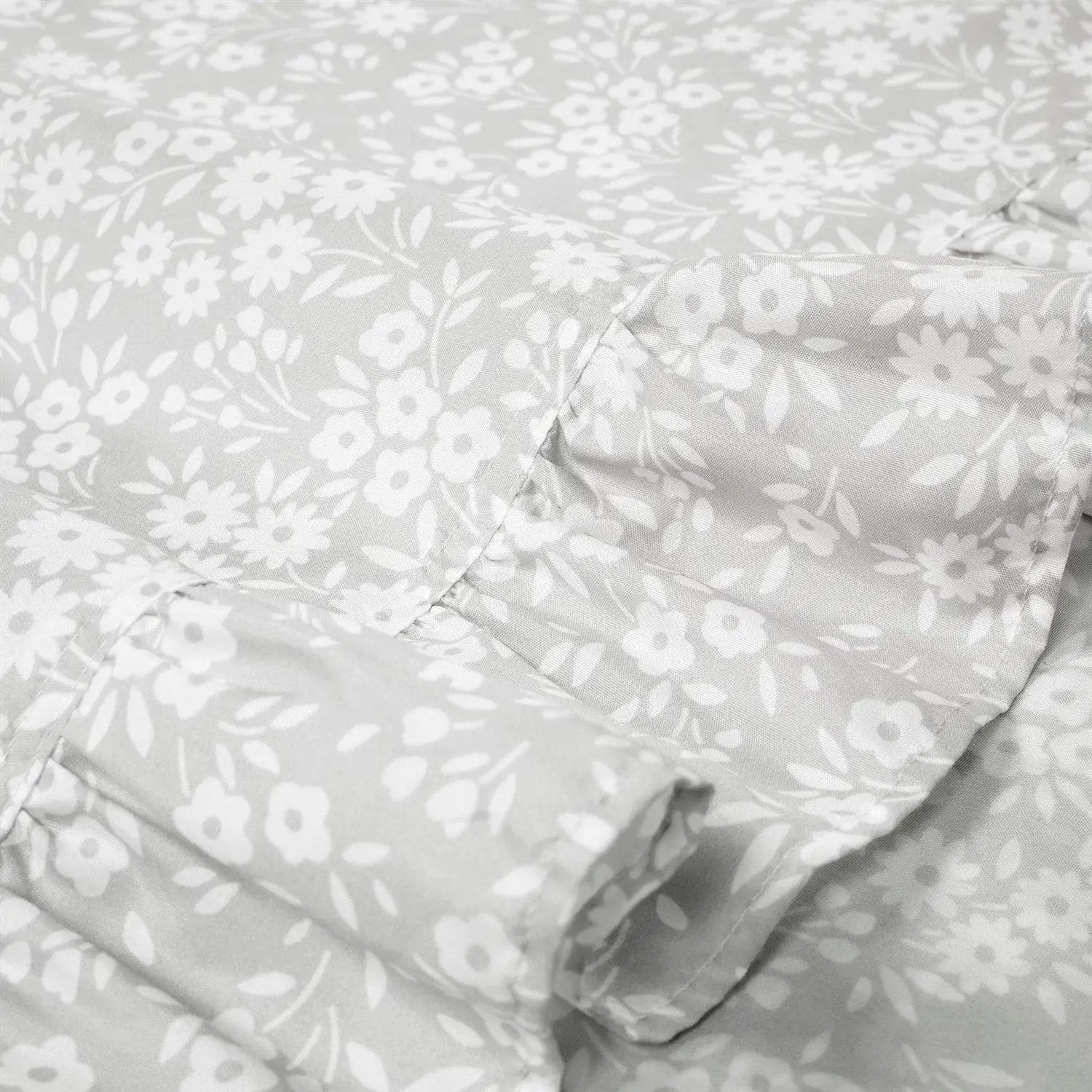 Queen size Grey Ruffle Floral Polyester 6 Piece Sheet Set by HomePacific